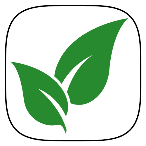 Green leaf icon on a white background